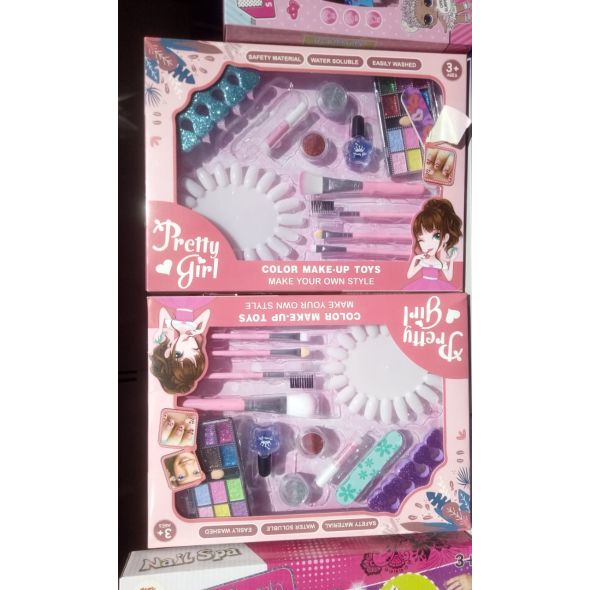 Kit de jogo de maquiagem para meninas | Conjunto de unhas decoradas, e pincéis para maquilhagem